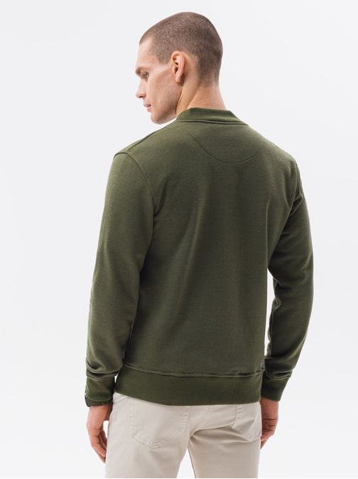 Elegantná khaki mikina na zips B1077