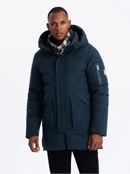 Atraktívna tmavo modrá parka na zimu V2 JALJ-0202