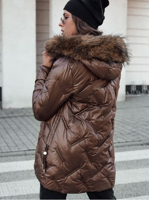 Krásna dámska kávová zimná bunda Classiq