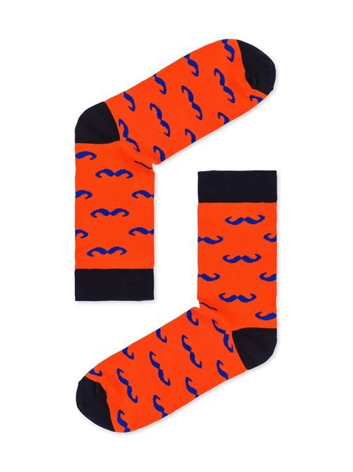 Oranžové ponožky s fúzmi U20