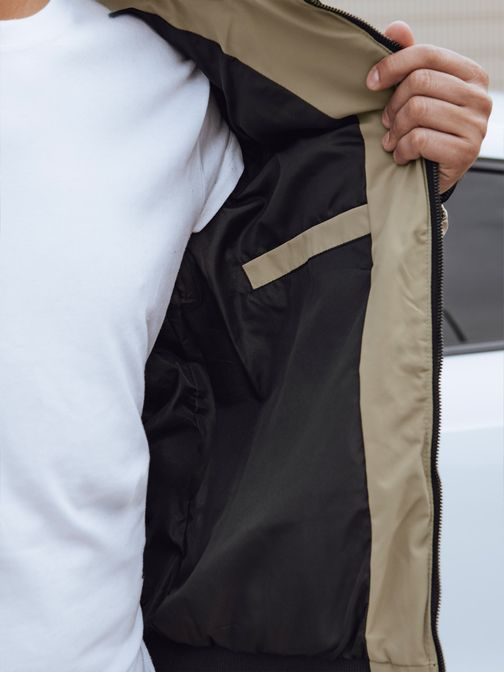 Moderná béžová zimná bunda s kapucňou