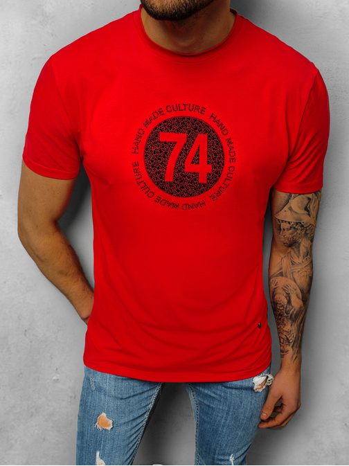 Červené štýlové tričko s potlačou NB/3003