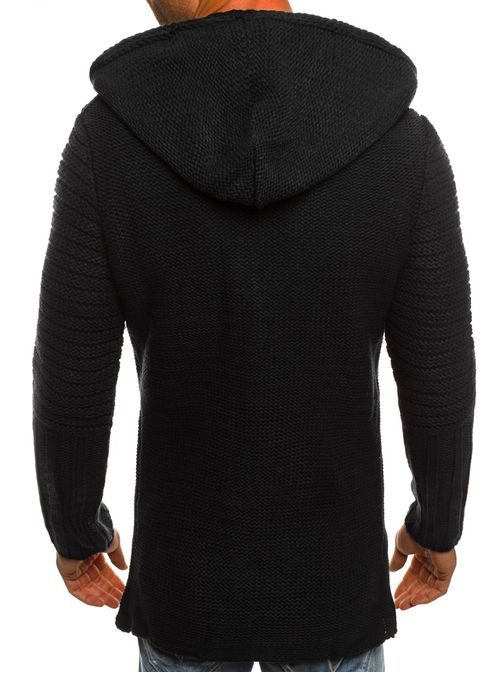 Predĺžený čierny sveter na zips MADMEXT 2124S