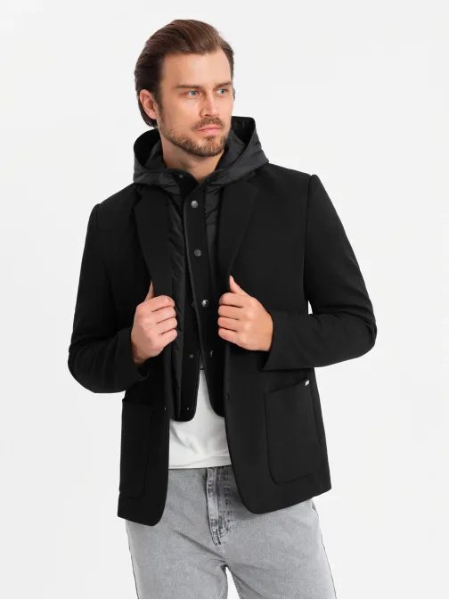 Neobyčajné čierne pánske sako V2 BLZB-0133