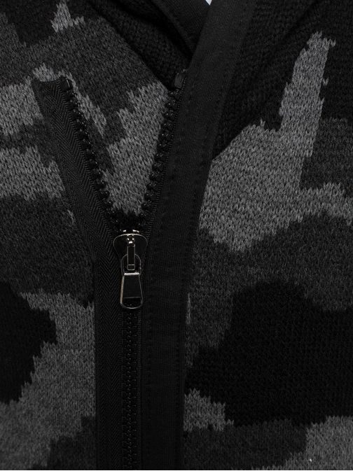 Štýlový čierny sveter s bočným zipsom BREEZY B9020S
