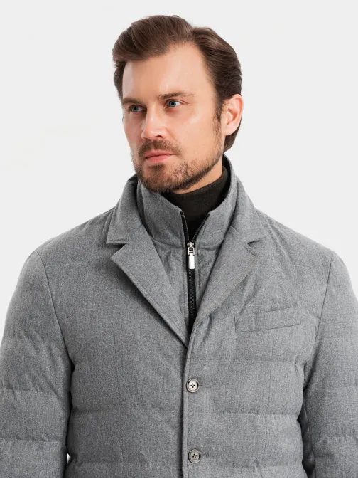 Jedinečná melírovaná šedá bunda  V1 JALP-0170