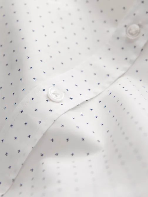 Zaujímavá biela košeľa s trendy vzorom V1 SHCS-0156