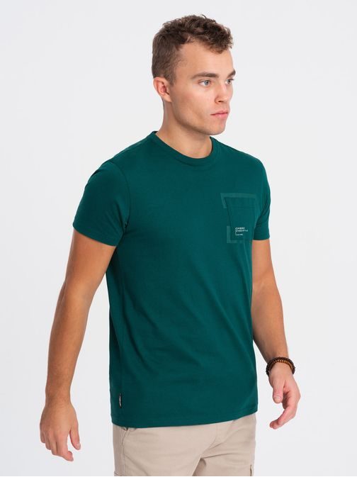 Zaujímavé tričko s ozdobným vreckom machové V5 TSPT-0154