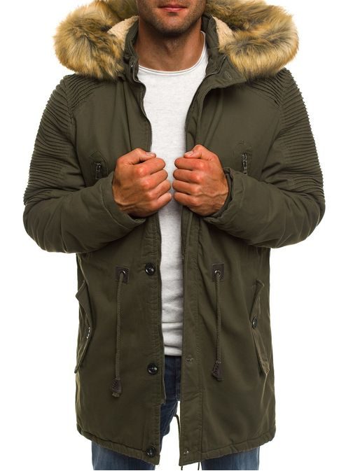 Khaki zimná pánska bunda AK-CLUB YL003