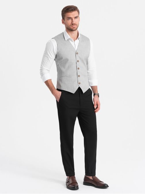 Trendy čierne chinos nohavice s elastickým pásom V4 PACP-0157