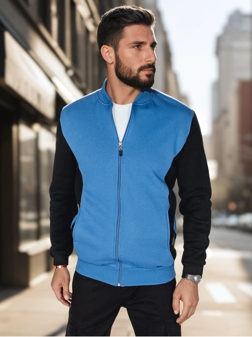 Dvojfarebná pánska modro-čierna mikina