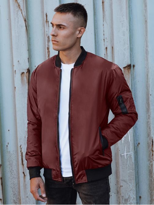 Jedinečná bordová prechodná bomber bunda