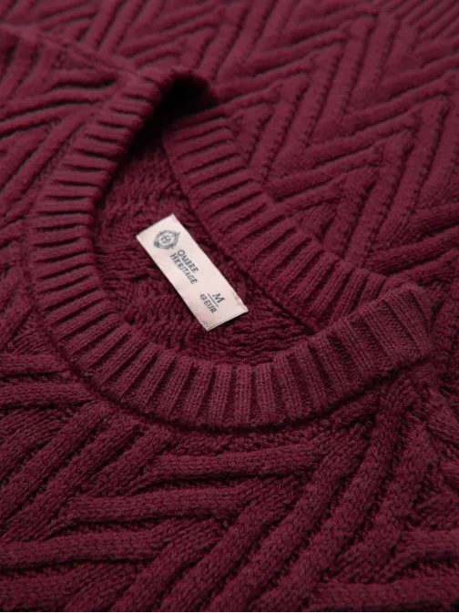 Vzorečasti bordo pulover z logotipom V3 SWSW-0190