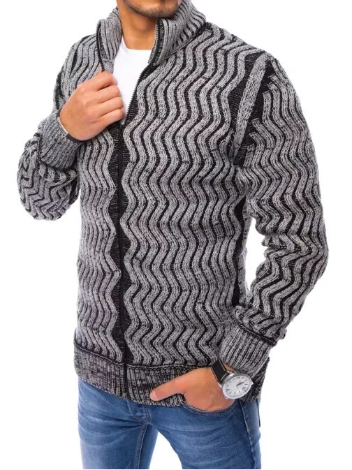 Tmavošedý moderný sveter so zapínaním na zips