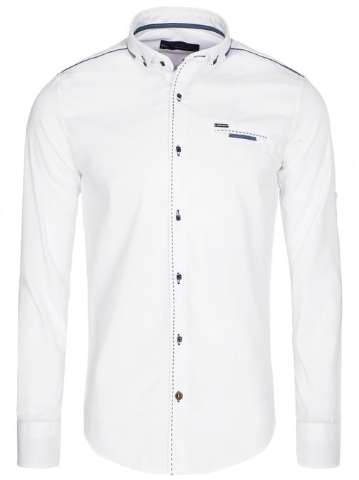 Biela košeľa s prešívaním RAW LUCCI 781K - Budchlap.sk