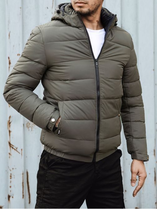 Trendová prešívaná zelená pánska bunda