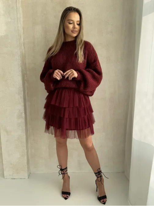 Módna bordová mini sukňa GLR017