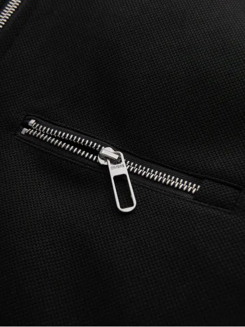 Trendy čierna motorkárska bunda V2 JALP-0157