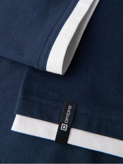 Jedinečné tmavo modré tričko s kapucňou  V4 TSCT-0256