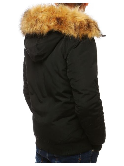 Čierna zimná bunda s kapucňou