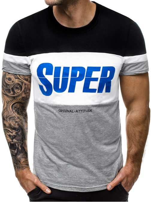 SUPER ČIERNO-ŠEDÉ PÁNSKE TRIČKO  JS/SS100699