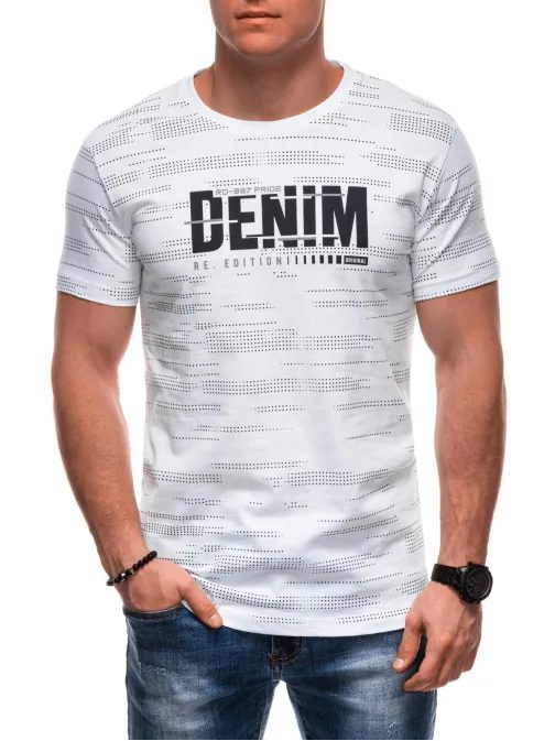 Moderné biele tričko s potlačou a nápisom  S2038