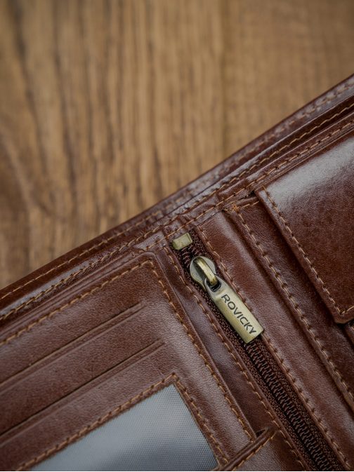 Elegantná kožená hnedá peňaženka Rovicky