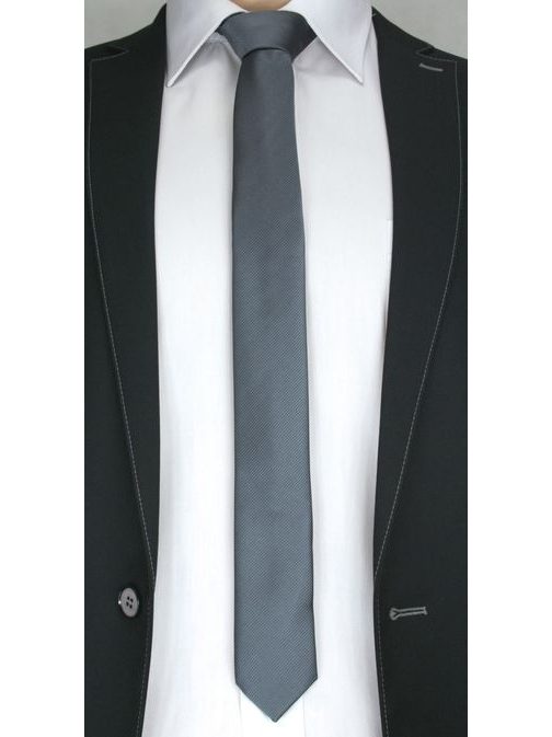 Tmavo strieborná pánska kravata