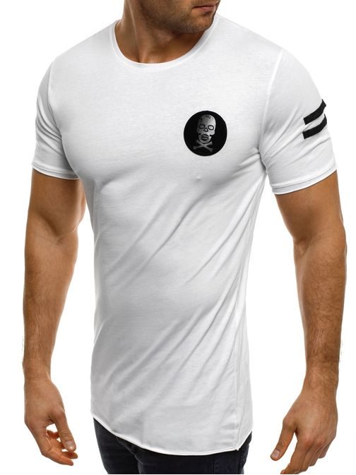 Biele tričko s čiernymi dekoráciami BREEZY 376T
