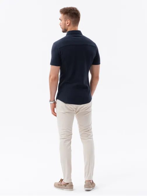 Trendy tmavo modrá košeľa V2 SHSS-0100
