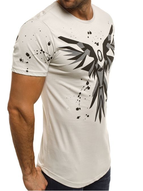 Béžové tričko s krátkym rukávom a dizajnovou potlačou BREEZY 300