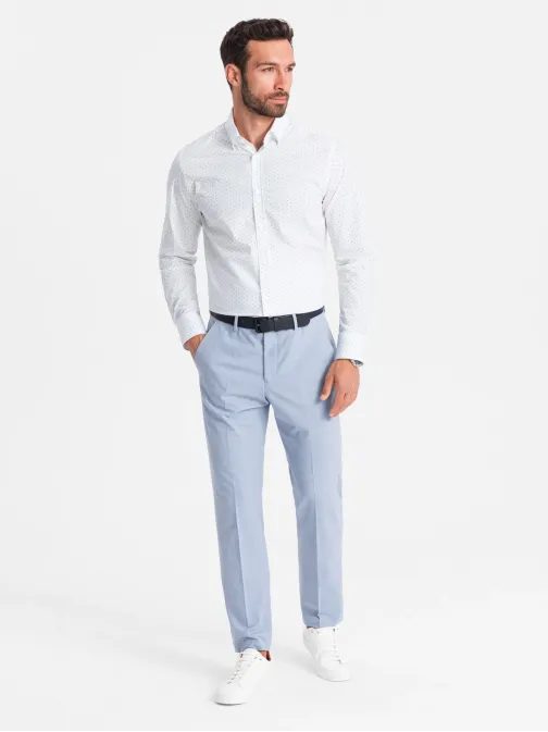 Zaujímavá biela košeľa s trendy vzorom V1 SHCS-0156