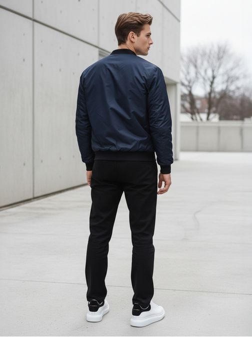 Módna pánska prechodná bunda v modrej farbe