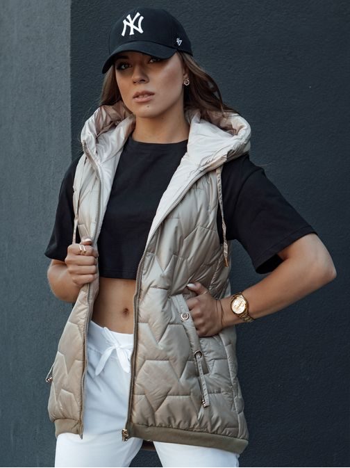 Dámska prešívaná kamelová vesta Glitzy