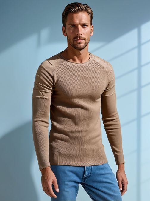 Módny béžový pánsky sveter