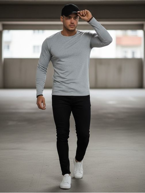 Základné šedé tričko s dlhým rukávom