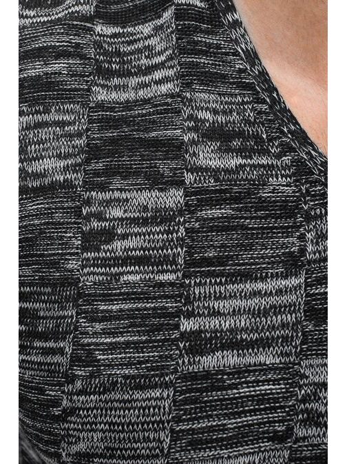 Elegantný čierno-biely melírovaný sveter 256020