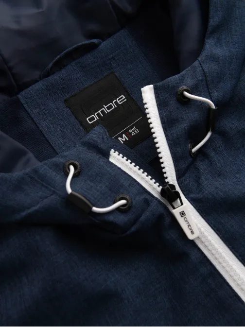 Pohodlná tmavo modrá prechodná športová bunda V2 JANP-0136