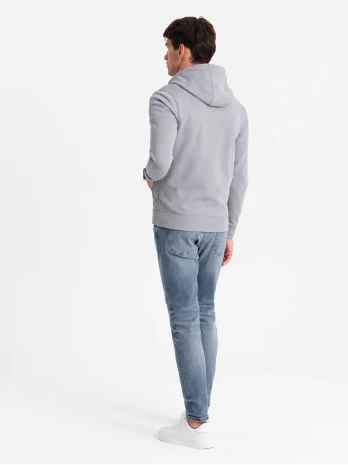 Moderná šedá mikina na zips V1 SSZP-0140