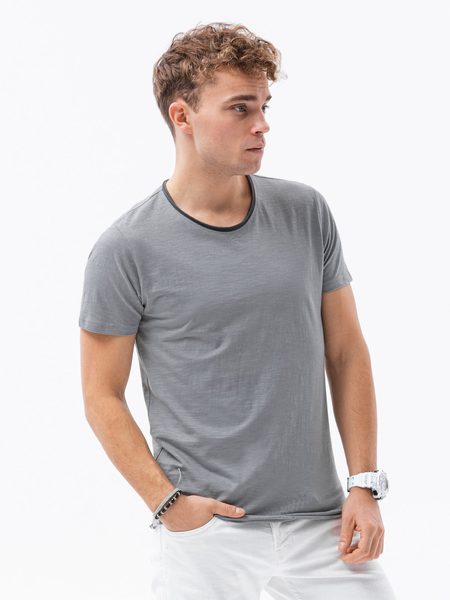 Trendy šedé tričko bez potlače V1 TSCT-22SS-004