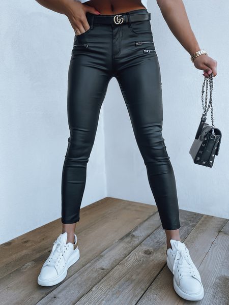 Čierne dámske trendy voskované nohavice Amadea