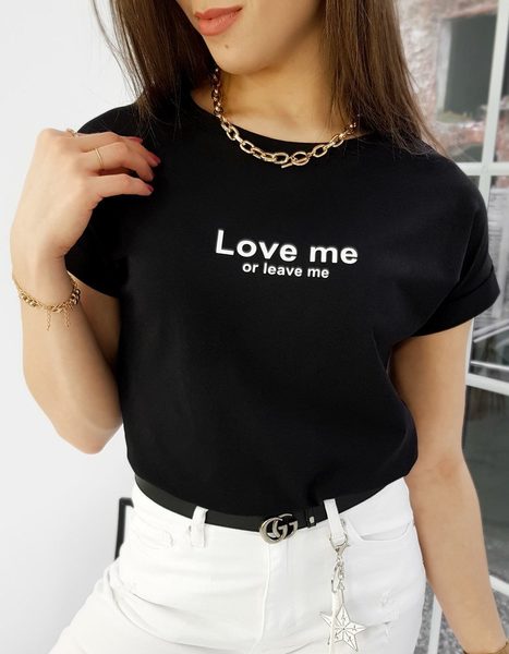 Trendové čierne dámske tričko Love Me