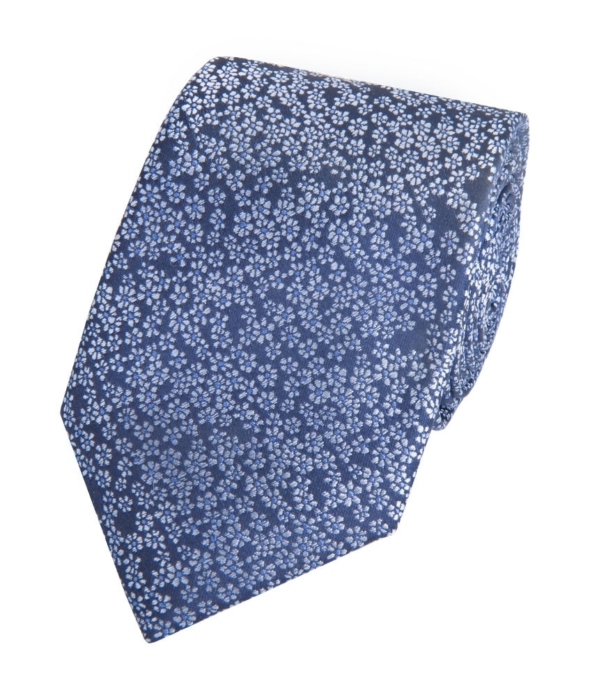 Modrá kravata s modrými květinami