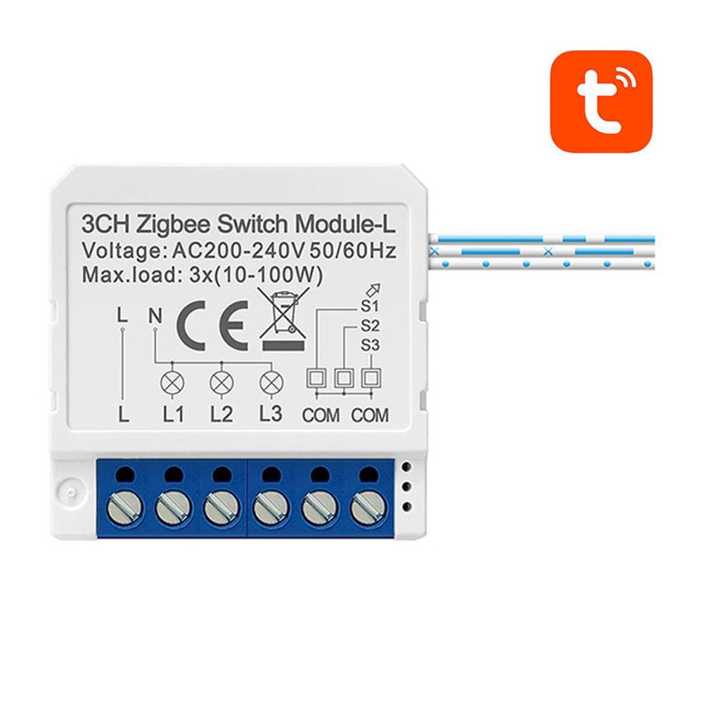 Avatto Chytrý spínací modul ZigBee Avatto LZWSM16-W3 Bez neutrálu TUYA