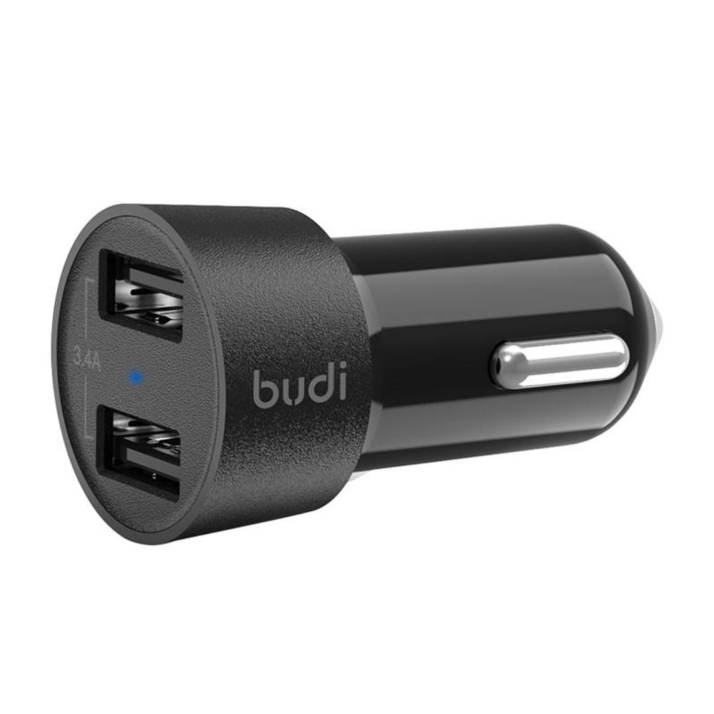 Budi LED nabíječka do auta Budi, 2x USB, 3,4A (černá)