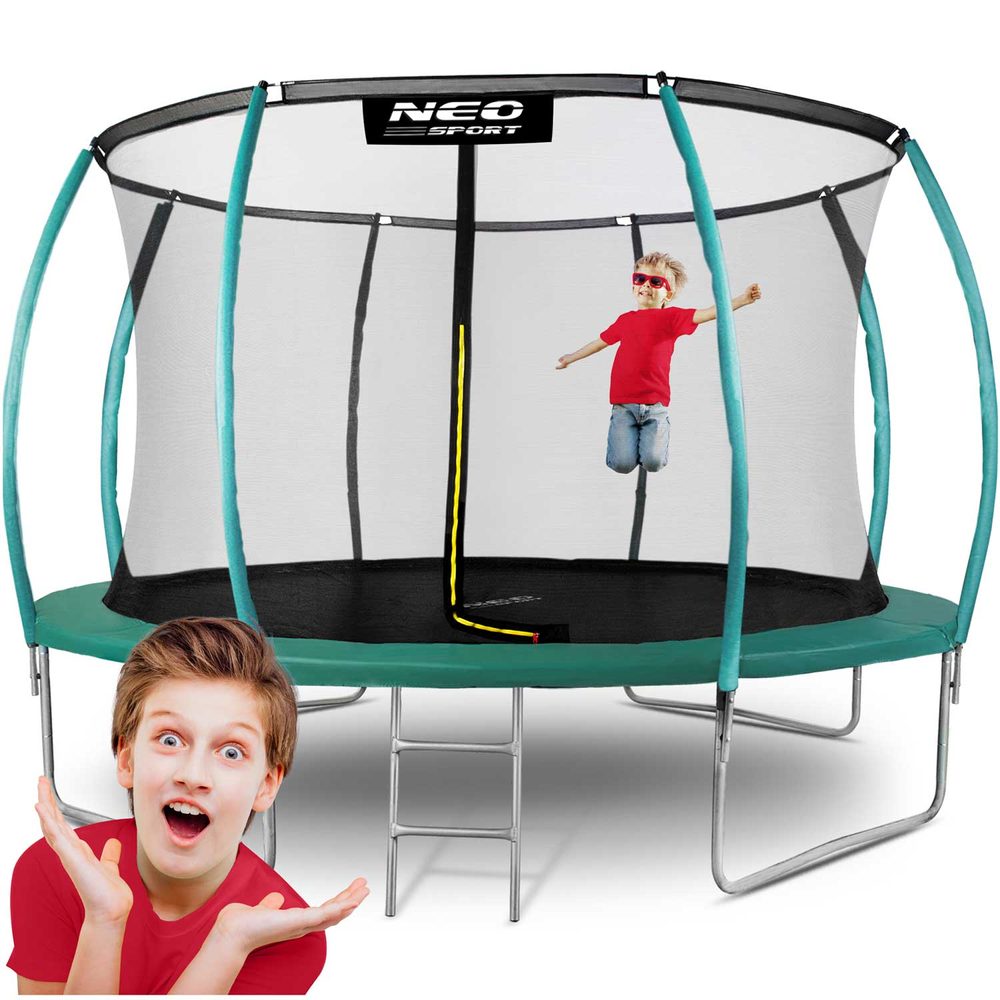 Neo-Sport Zahradní trampolína 14ft / 435cm se síťkou, profilovanými sloupky a žebříkem Neo-Sport