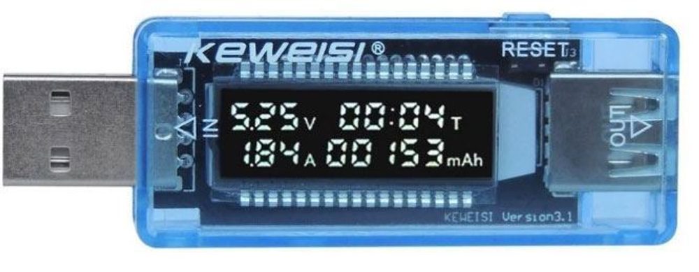 Popron.cz USB tester KWS-V20, V-A metr a měřič kapacity 4-20V / 0-3A DC