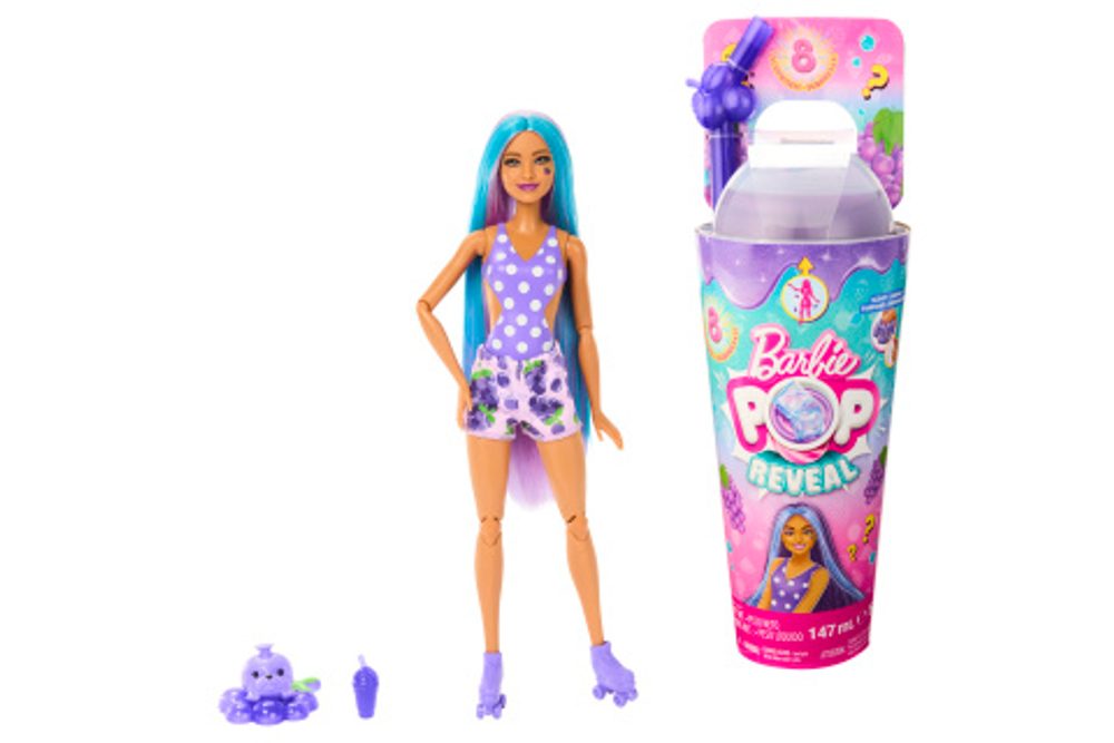 Popron.cz Barbie Pop Reveal Barbie šťavnaté ovoce - hroznový koktejl HNW44