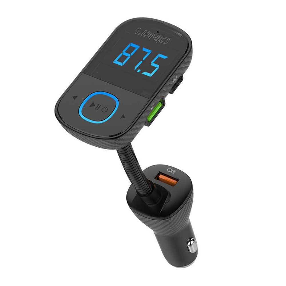 LDNIO Bluetooth C705Q 2USB, USB-C vysílač FM + kabel USB-C na Lightning