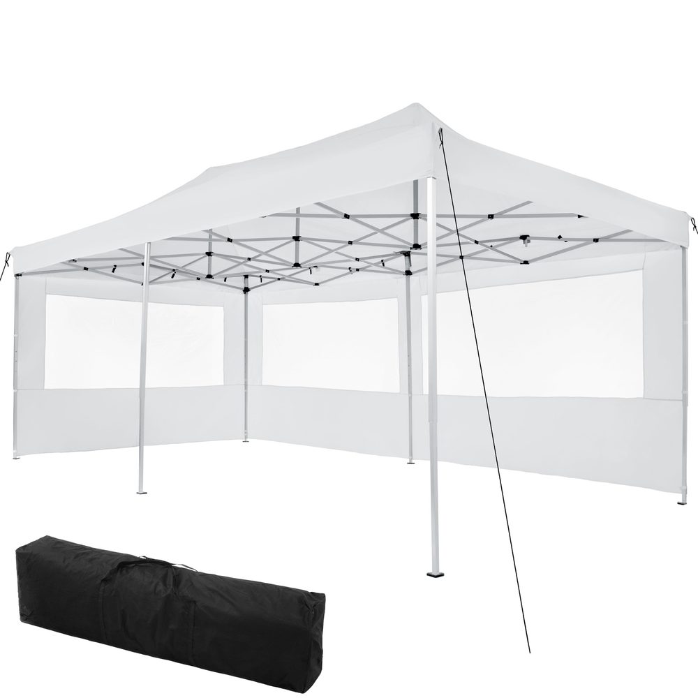 tectake 403158 skládací pavilon viola 3x6 m s 2 bočnicemi - bílá - bílá